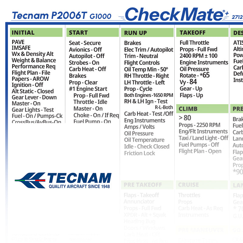 Tecnam P2006T (With 2712 MGTOW & G1000 NXi Models)